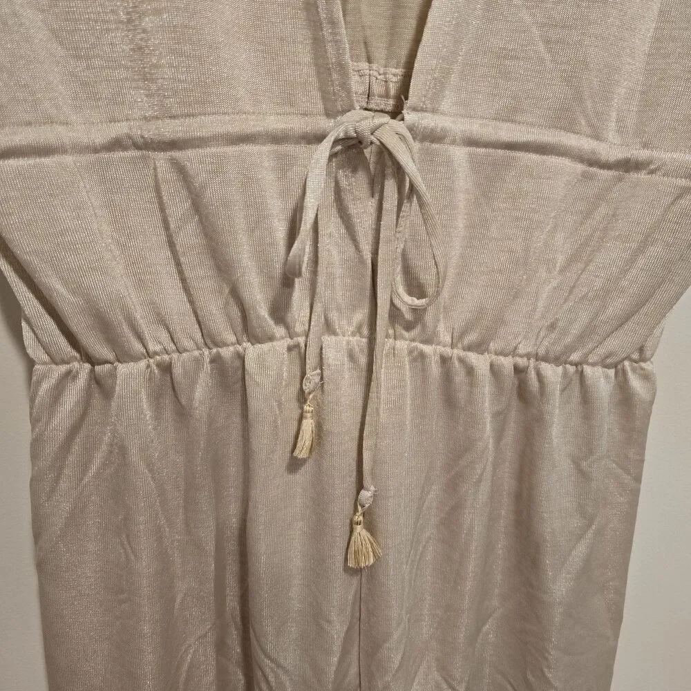 Victorias Secret Romper Medium Womens Beige Drawstring Shimmer Intimates Coverup